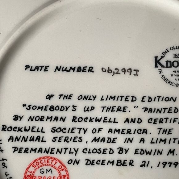 Norman Rockwell “Somebody’s Up There,” Vintage Limited Edition 1979 Plate - Picture 7 of 12